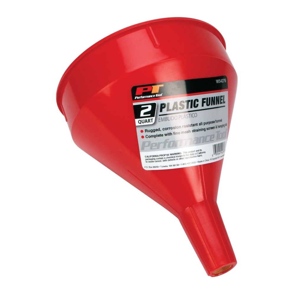 Performance Tool 2-Quart Plastic Funnel, Red, Model# W54276