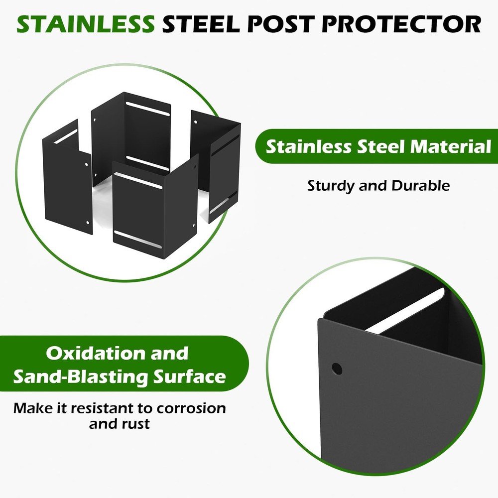 Adjustable Post Protector, 304 Stainless Steel Mailbox Post Protector, Post B...