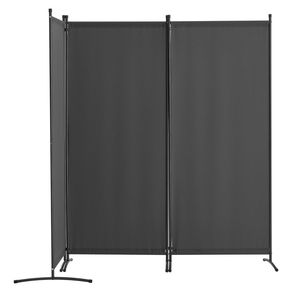 Room Divider 3-Panel Folding Privacy Screen Fabric Partition Office Gray