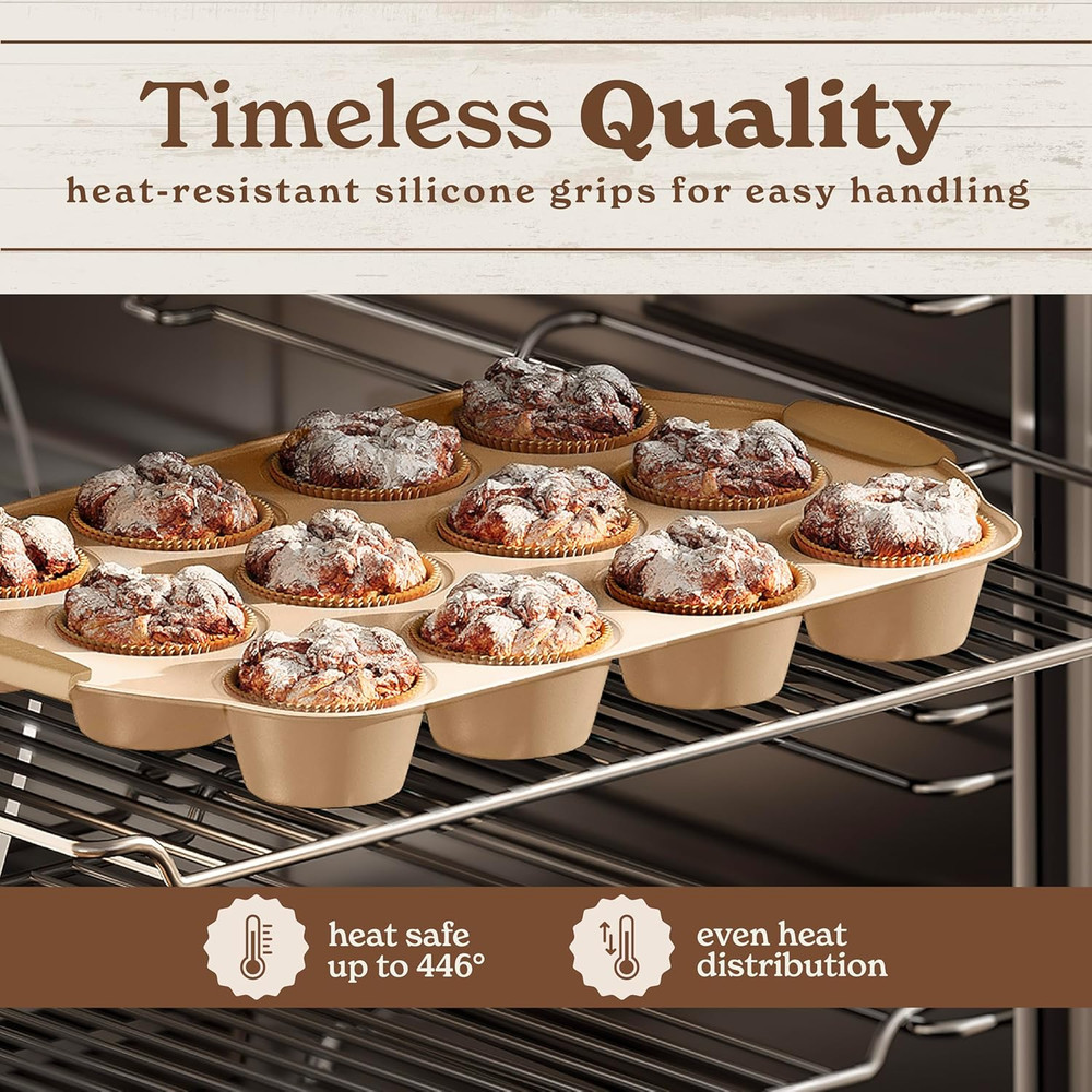 Nonstick Stackable Bakeware Set - Heavy Duty, Durable, Easy Release Baking Set,