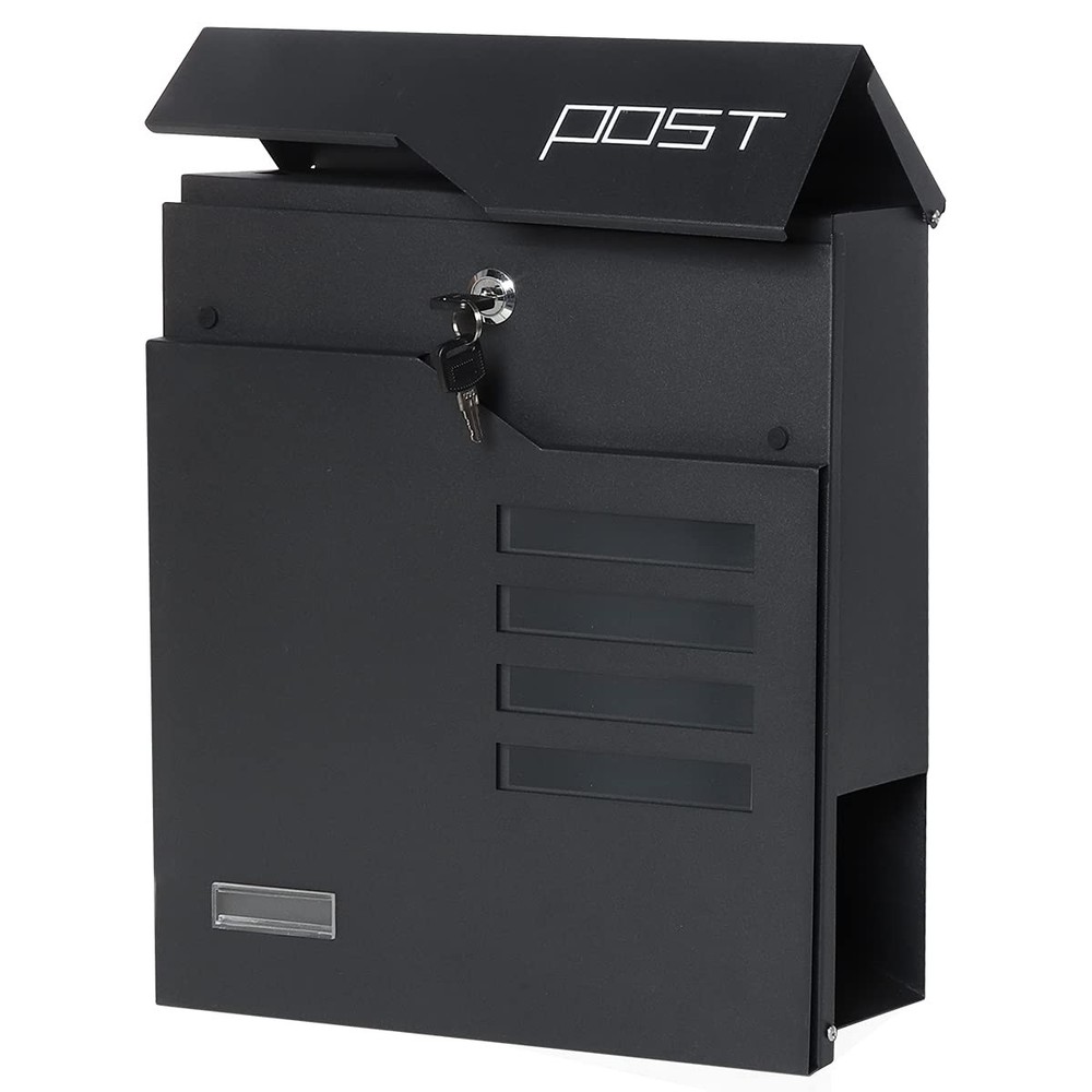 Metal Mailbox Wall Mount, Locking Mailbox with Key Lock, Hanging Secure Postb...