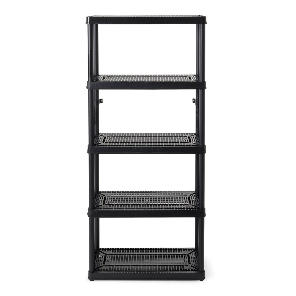 Gracious Living 5 Shelf Ventilated Medium Duty Storage Unit, Black (2 Pack)