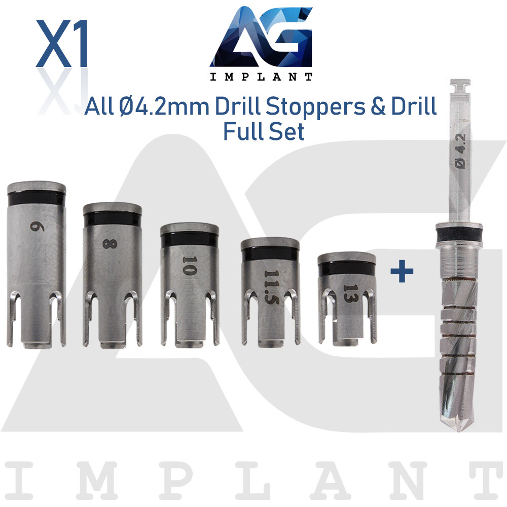 5 Drill Stoppers Ø4.2mm & Drill Set External Irrigation Sur gical Dental Tool
