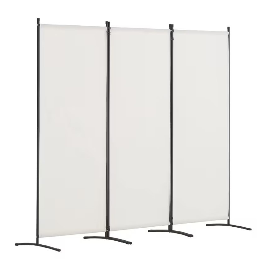 3 Panel Room Divider Folding Privacy Screen Fabric Partition Office White