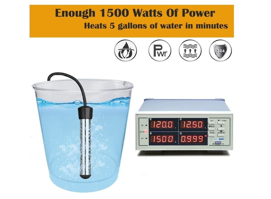 110V Portable Submersible Electric Water Heater for 5 Gallons Hot