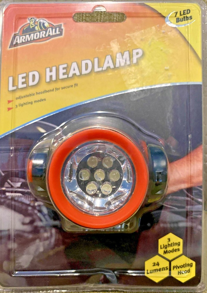 LED HeadLamp ArmorAll 17 Articulating Head Light Adjustable Strap Hard Hat Lamp