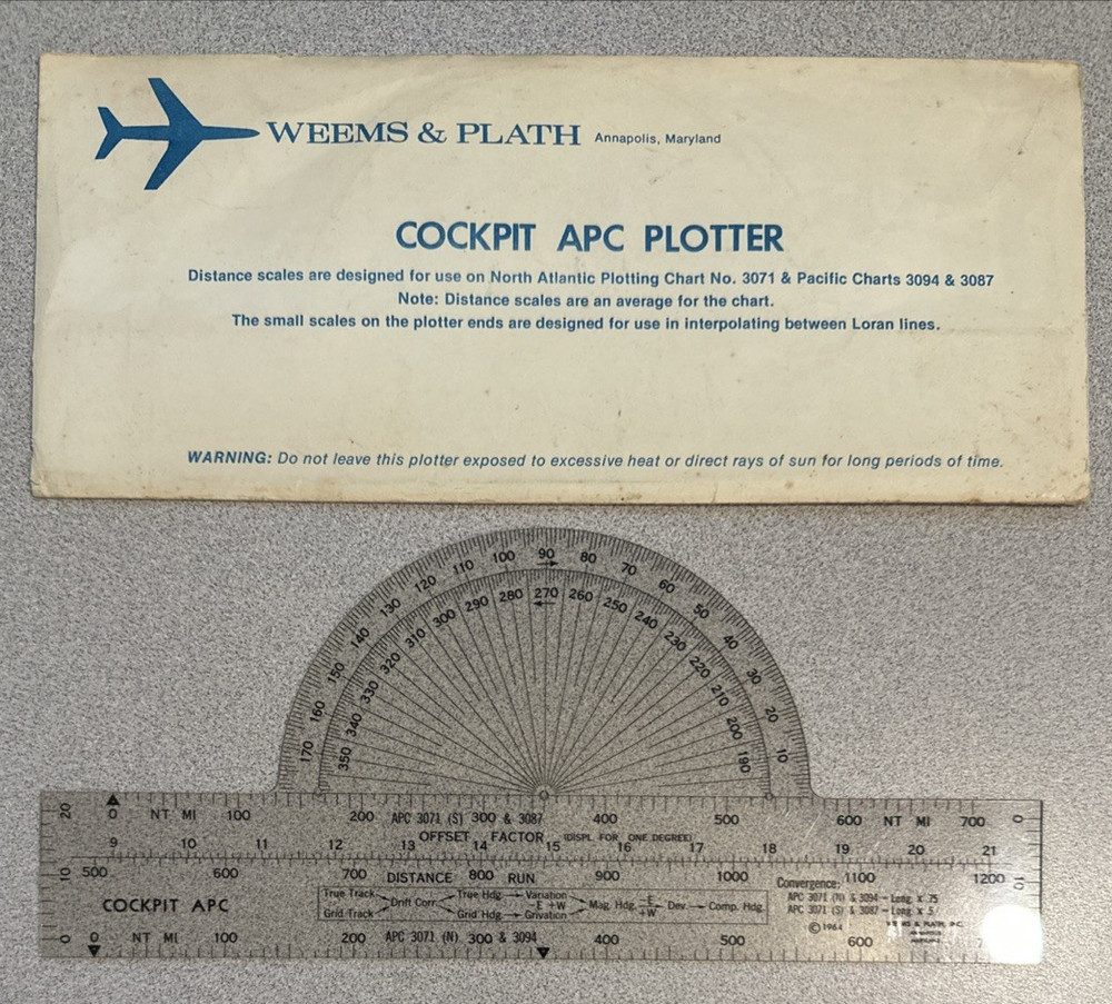 Vintage Cockpit APC Plotter WEEMS & Plath Course Plotter Aviation Tool