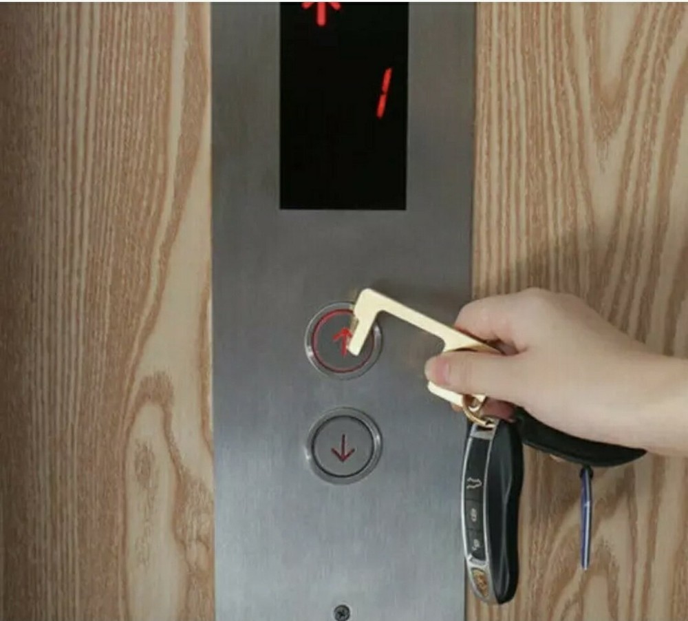 4 Pack Touchless Antimicrobial Door Opener Hook No Touch Tool Avoid Germs Gold