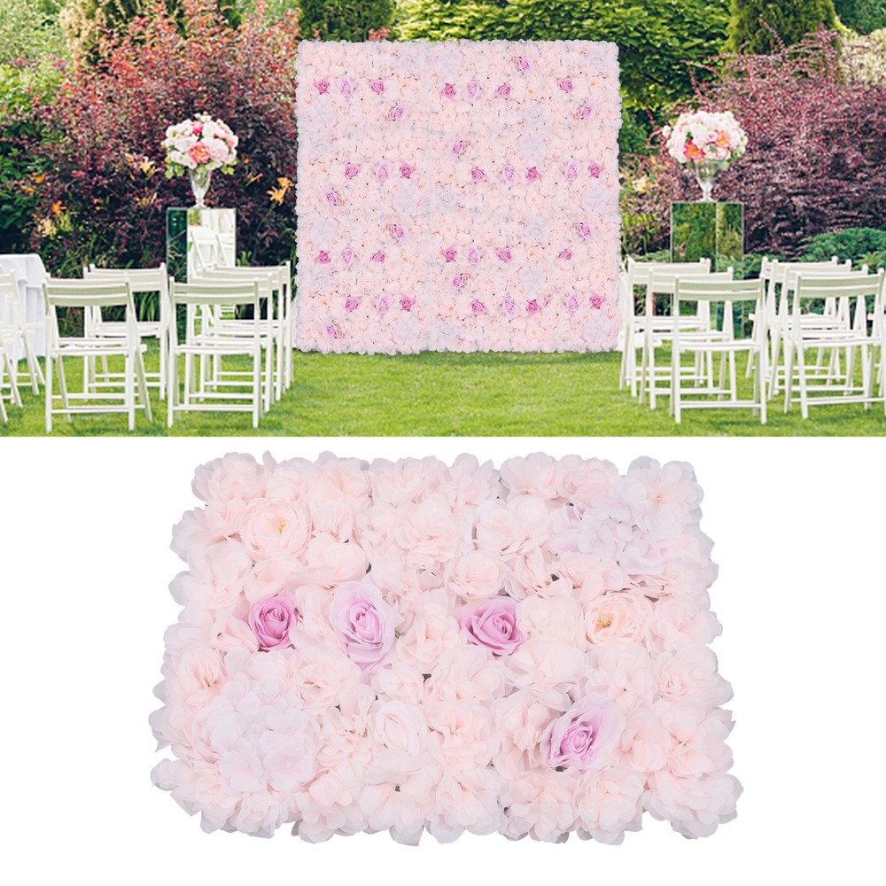 4Pcs Artificial Flower Wall Panel Backdrop Wedding Party Background Venue Decor