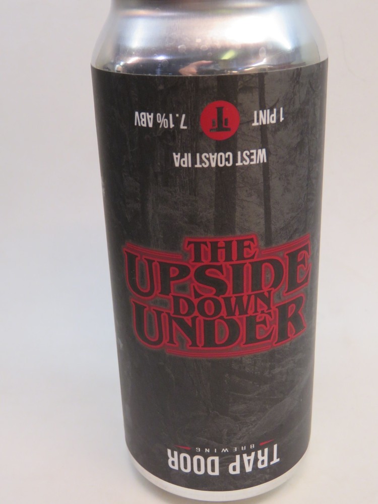 Craft BEER Empty Can ~ TRAP DOOR Brewing The Upside Down Under IPA - Washington