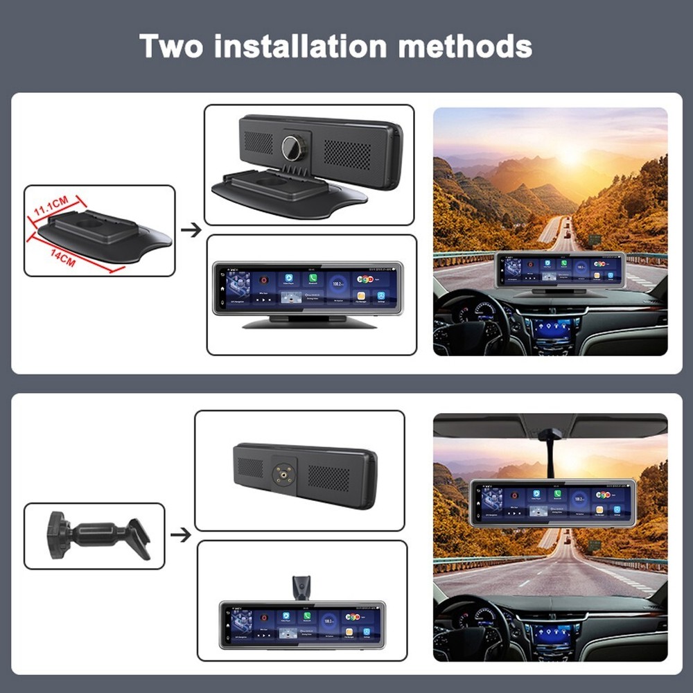 360 Panoramic 4G Car Dashboard Dash Cam Rear Mirror Android 8.1 IR Night Vision