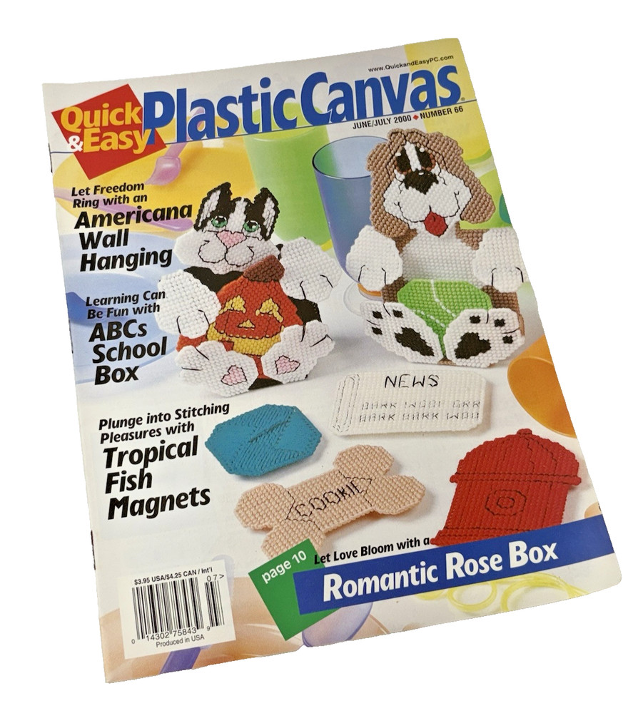 Plastic Canvas Pattern Magazine Quick & Easy June/July Cat Dog 2000 /