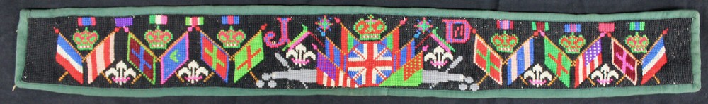 Original Vintage Embroidered British Crown w/Flags Belt/Sash