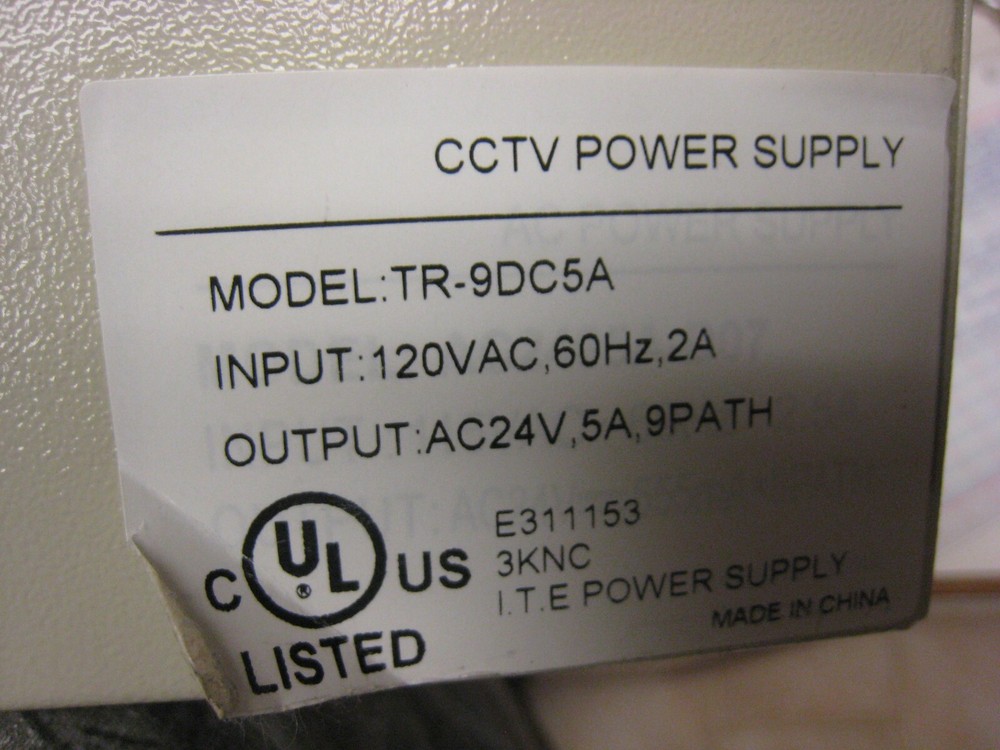 I.T.E. Model TR-9DC5A CCTV Security Camera Accessory Power Supply 8 Channel 24V