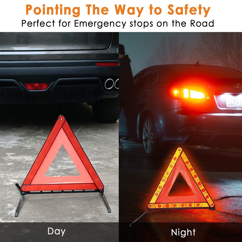Warning Triangles Safety Triangle Emergency Kit Foldable Reflective Triangles...