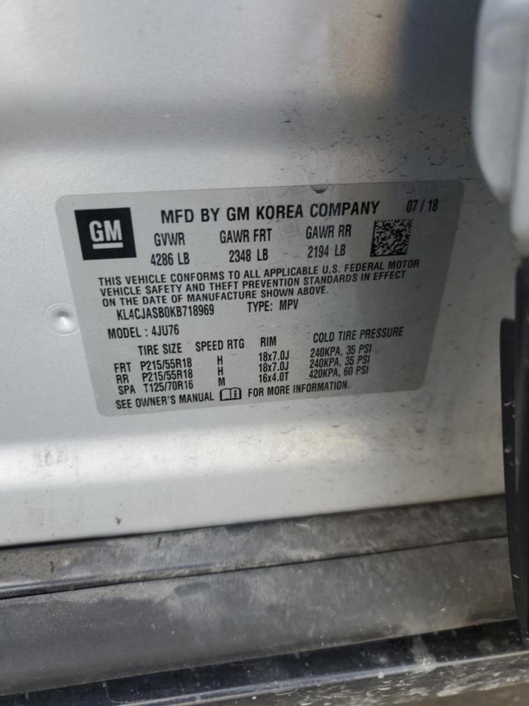 2019 BUICK ENCORE Speedometer MPH (opt UMN), ID 42673247