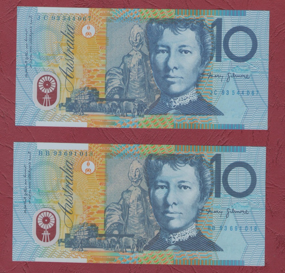 AUSTRALIAN BANKNOTE $10 TEN DOLLARS 1993 GENERAL PREFIX  UNC