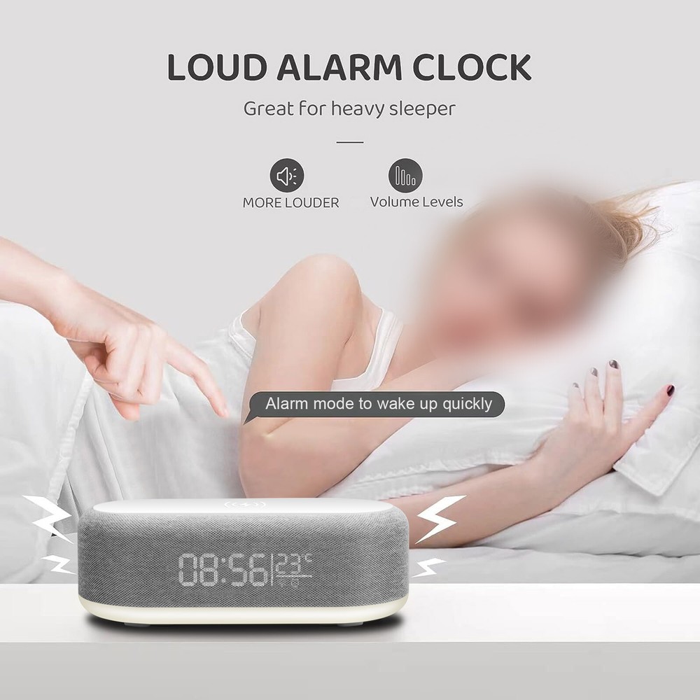 Wireless Charger With Alarm Clock Night Light Thermometer For iPhone 16e Samsung