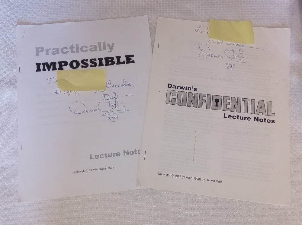 Signed Darwin Ortiz Lecture Notes Card Magic Gambling Triumph Poker