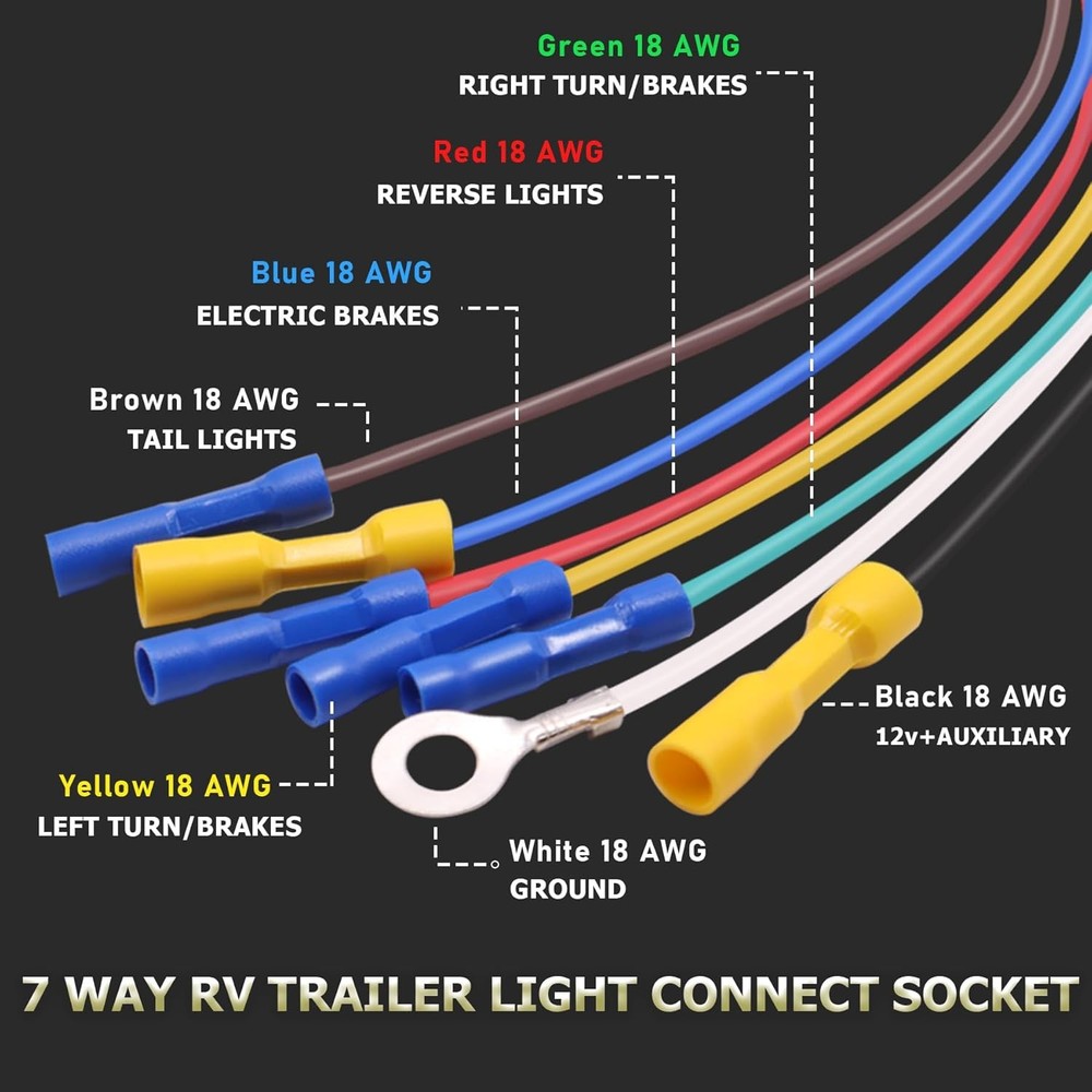 7-pin trailer plug, 7-way RV trailer light connector socket