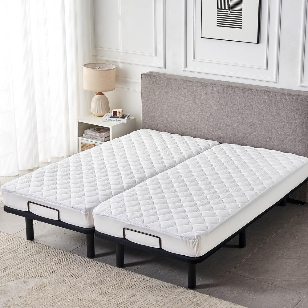 Waterproof Quilted Split California King Mattress Protector Pad for Adjustabl...