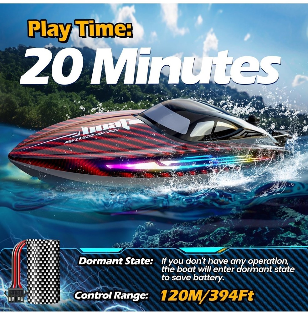 RC Boat for Teens & Adults (Red)
