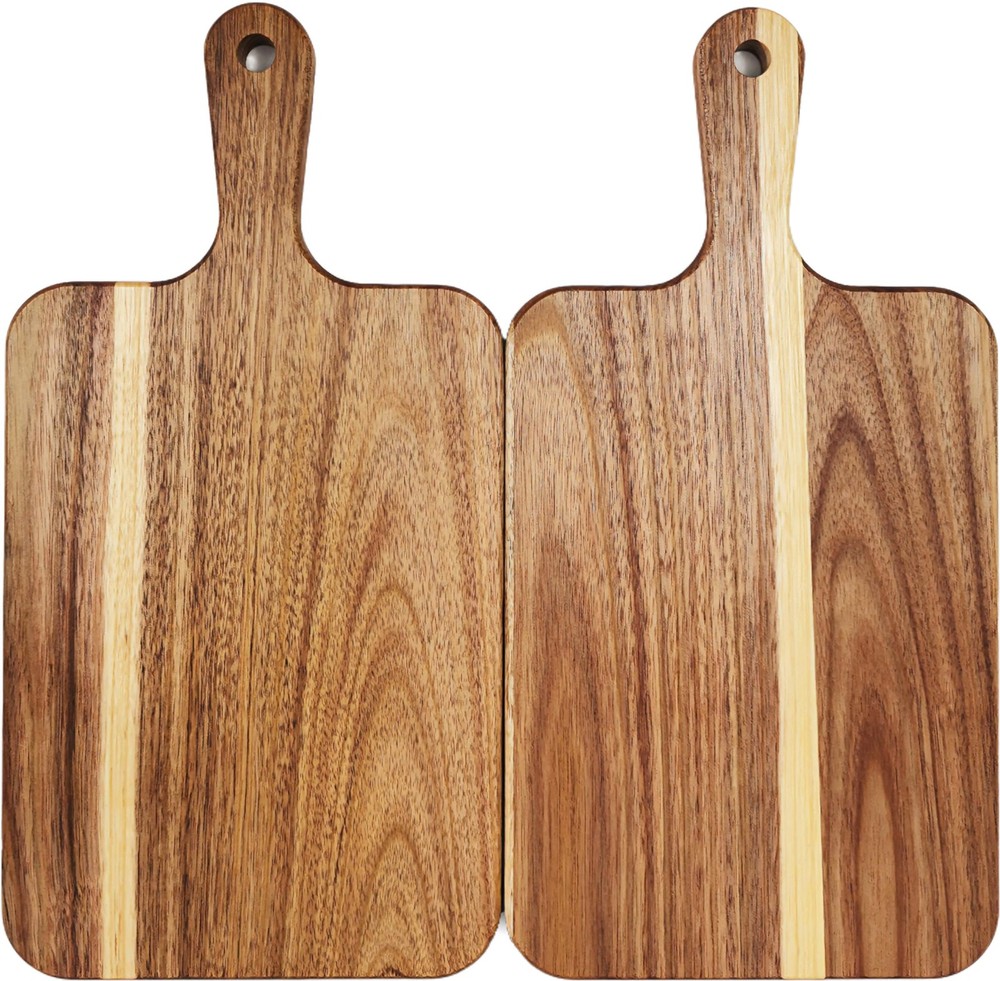 2 Pack Small Acacia Wood Cutting Board Handle 13.7x7 Inch Rectangular