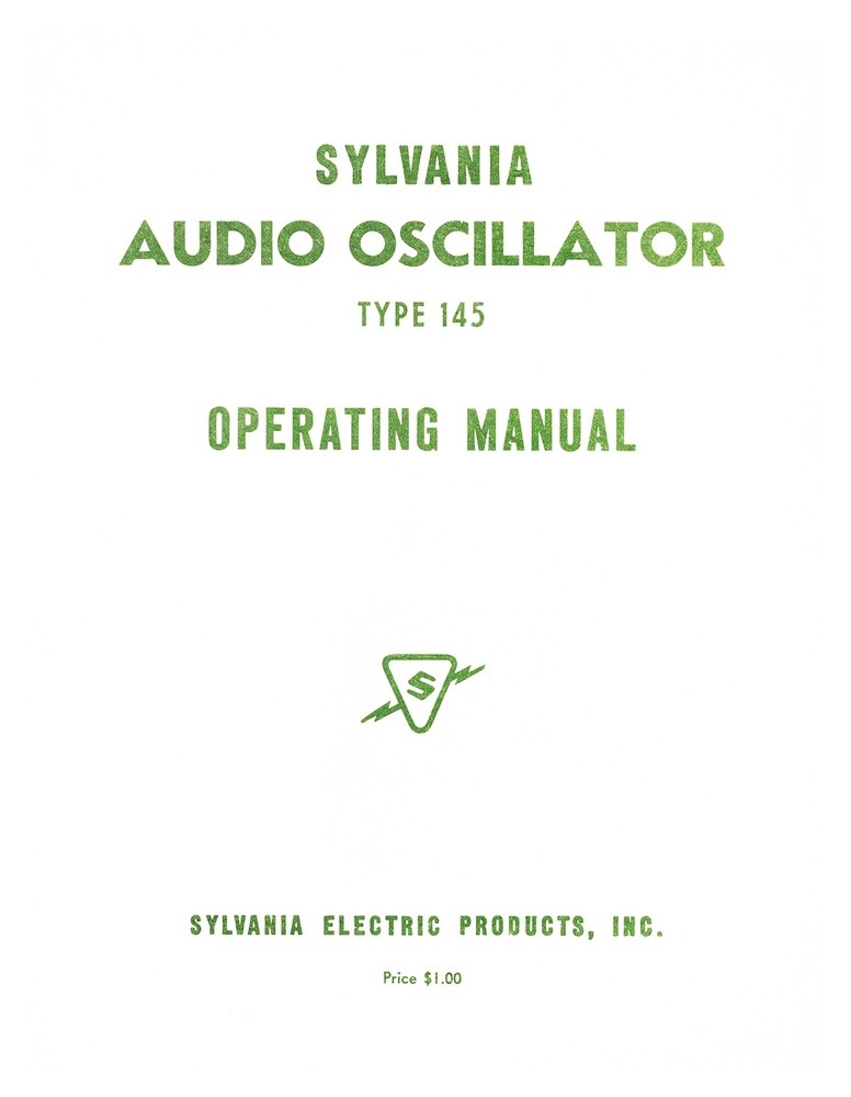 Sylvania Audio Oscillator Type 145 Manual