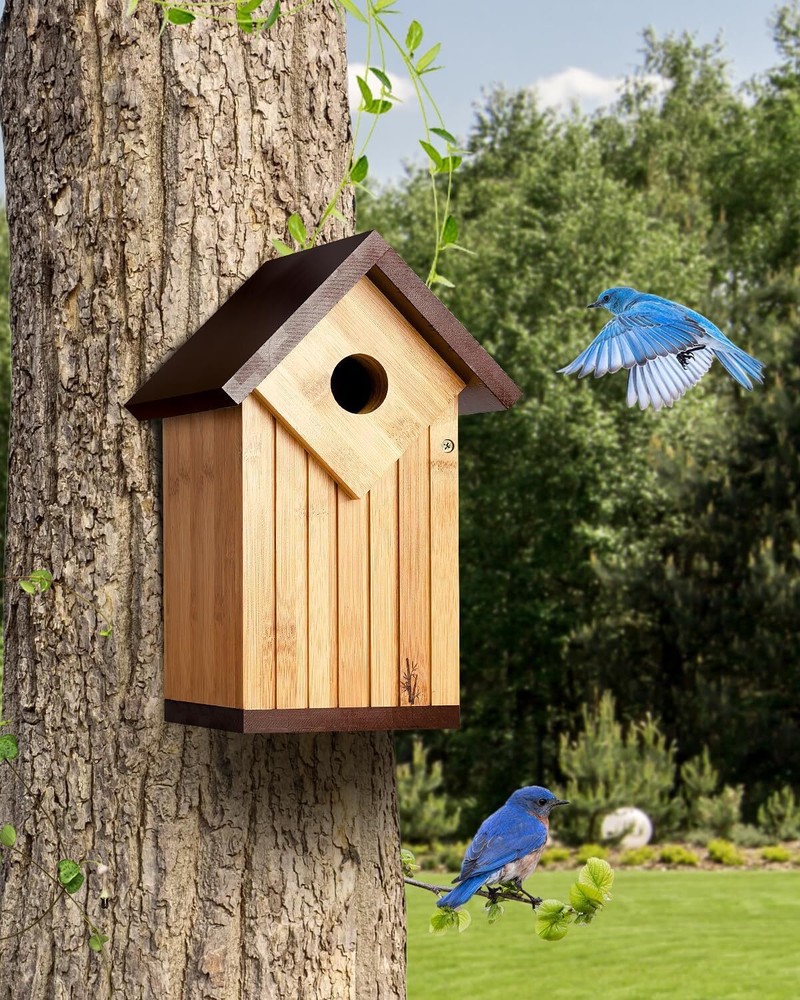 Large Hard Bamboo Bluebird Houses for Outside Solid Material Construction