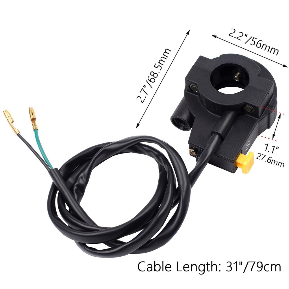 Twist Throttle Handle Grip Assembly + 36" Throttle Cable with Kill Switch Set...