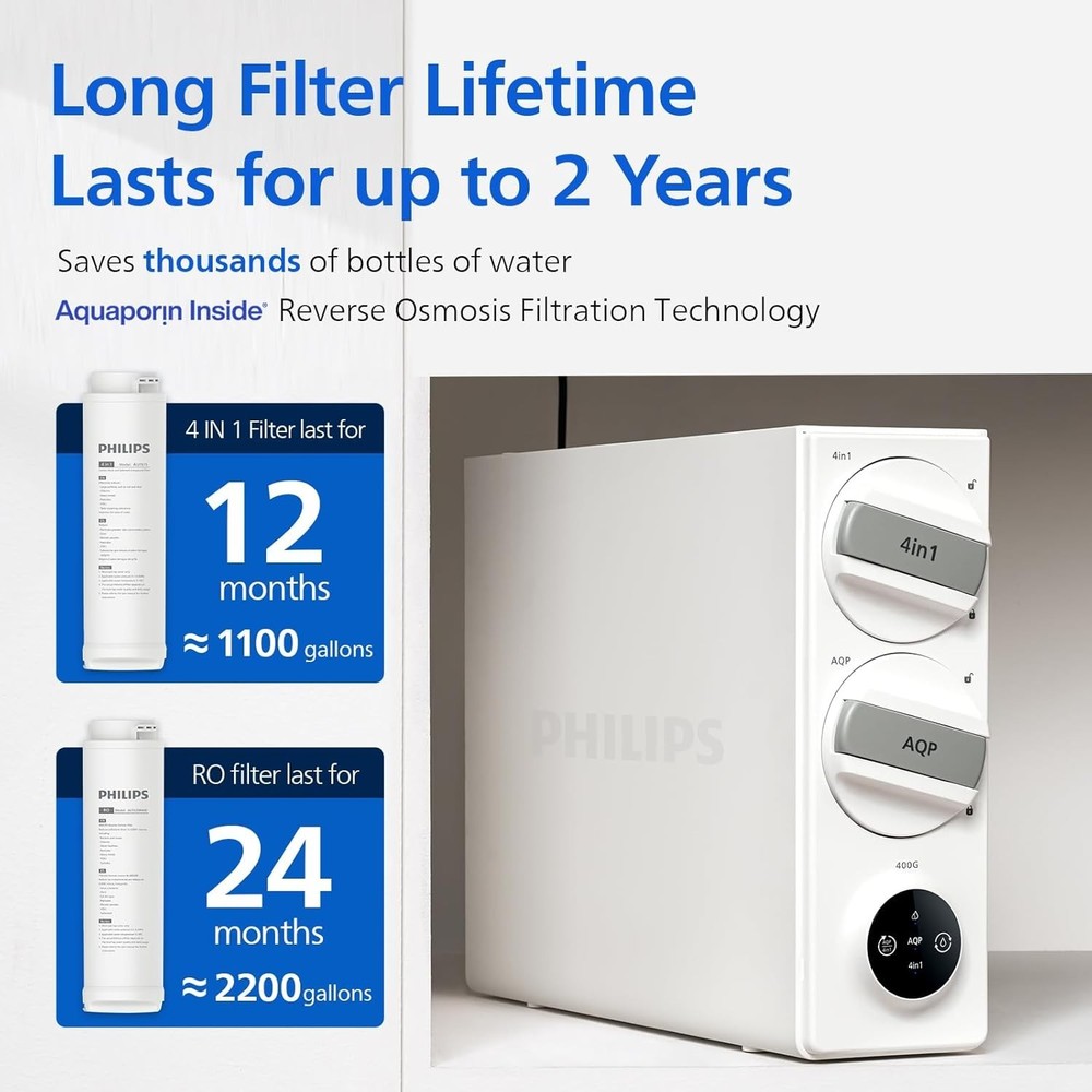 Philips AUT9340 Reverse Osmosis System, Tankless Under Sink Water Filter System