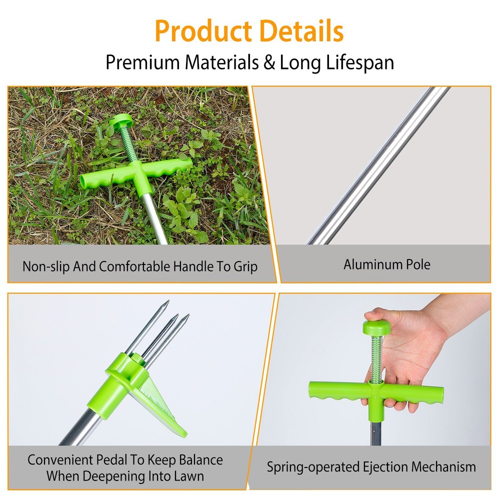 Stand Up Plant Root Remover 3 Claws Weed Puller Garden Backyard Gardening Tool