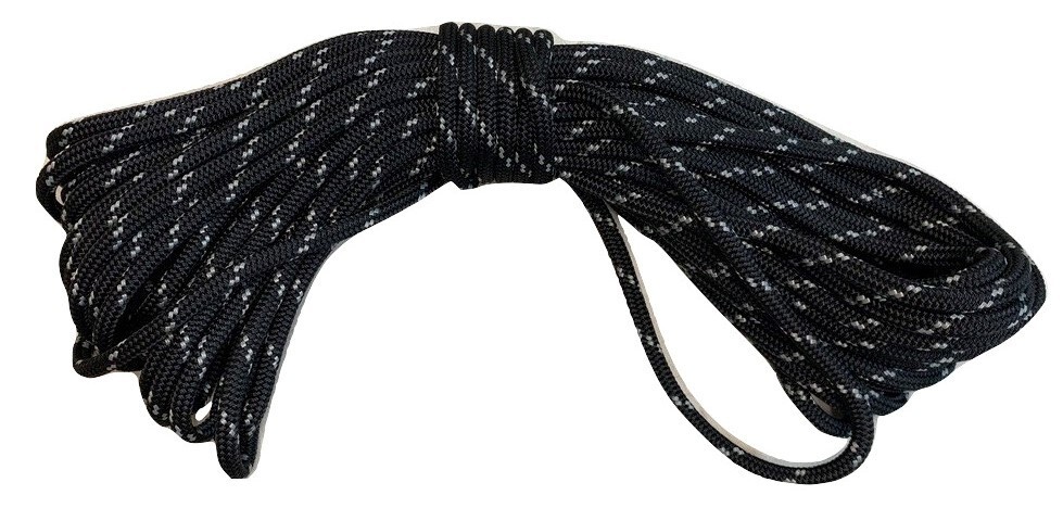 9/16" x 100 ft. Double Braid Polyester Rope yacht braid black/silver