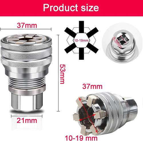 Adjustable Universal Socket Wrench Tool Set - Multi-Function 10mm-19mm Black