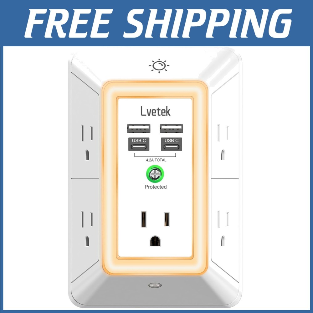 Multi Plug Outlet Extender with USB Wall Charger