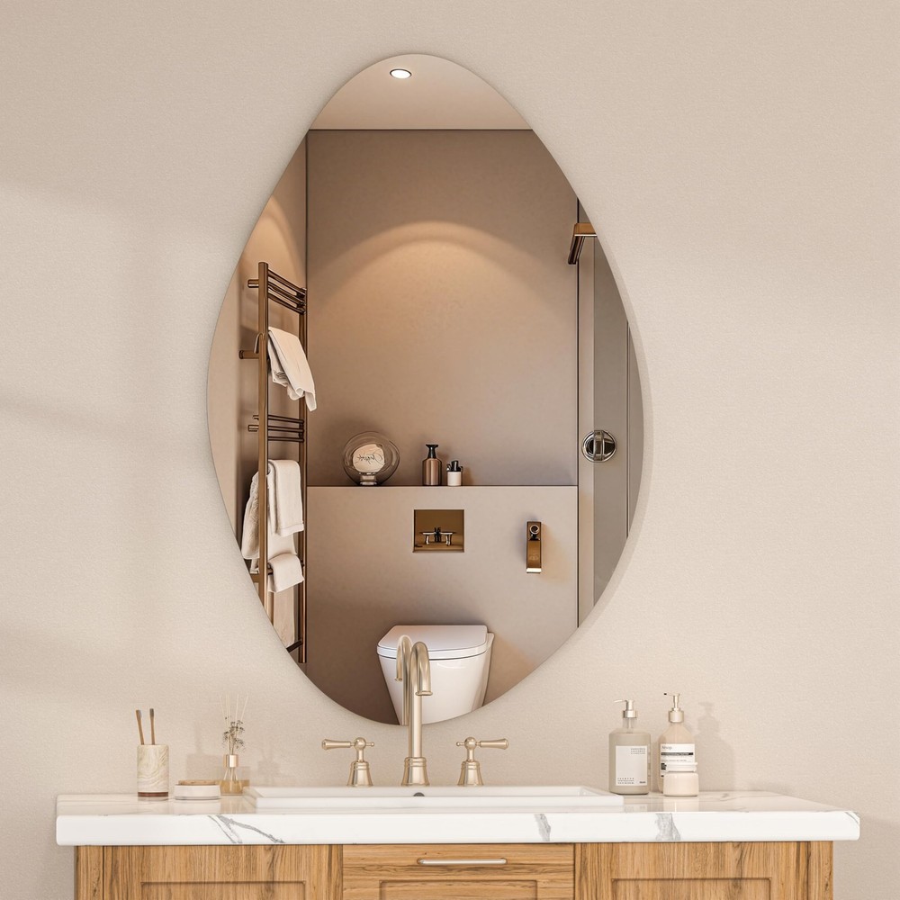 Irregular Wall Mirror - 24"x15" Asymmetrical Frameless Mirror, Modern Decorat...