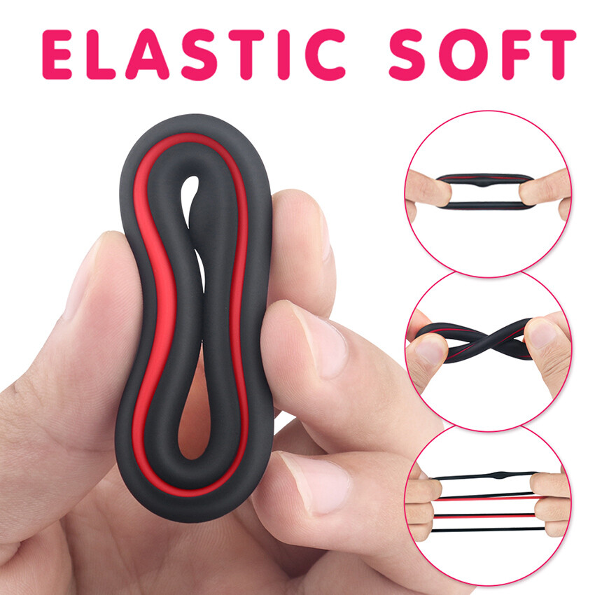 3in1 Reuse Silicone Penis Stretch Sleeve Male Ejaculation Delay Ring Set For Men