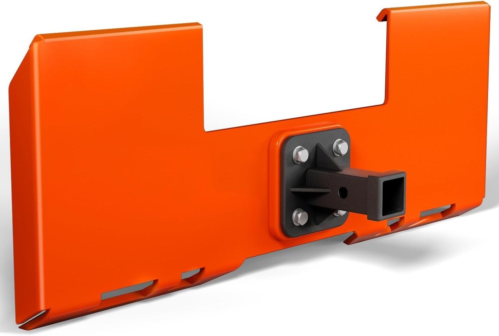 3/8" Thick Skid Steer Mount Plate Quick Attach W/ 2" Removable Hitch Orange