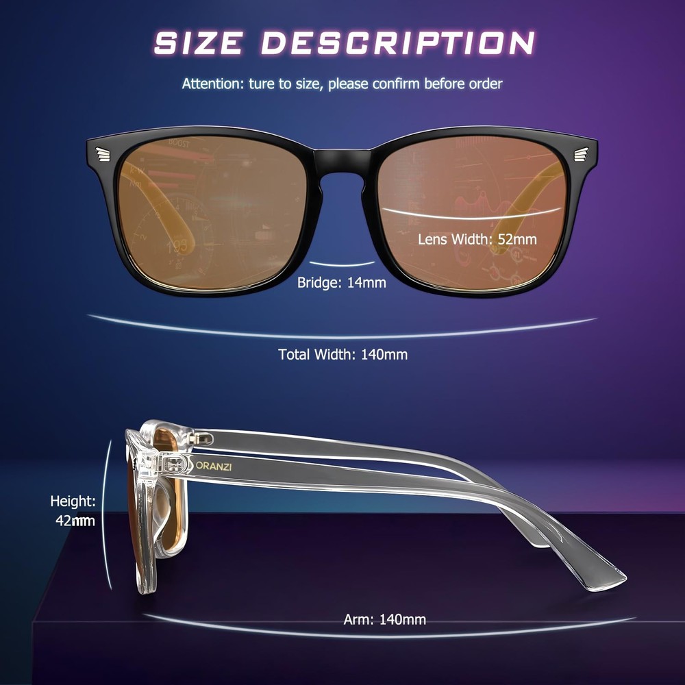 Blue Light Blocking Glasses for Computer Gaming - Amber Lenses for Eye Strain