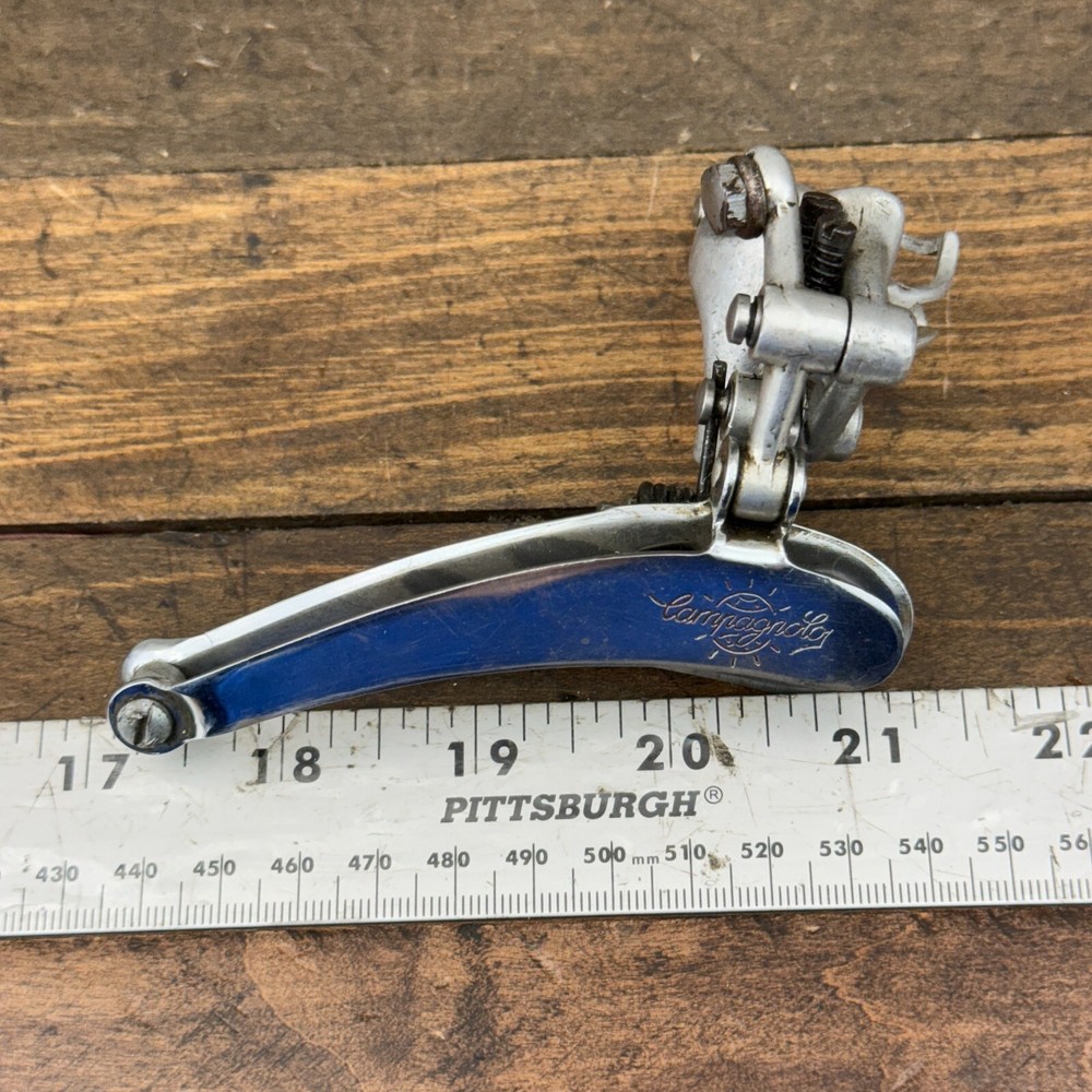 Vintage Campagnolo Record Front Derailleur Bottom Pull Flat Cut Out Clamp C2