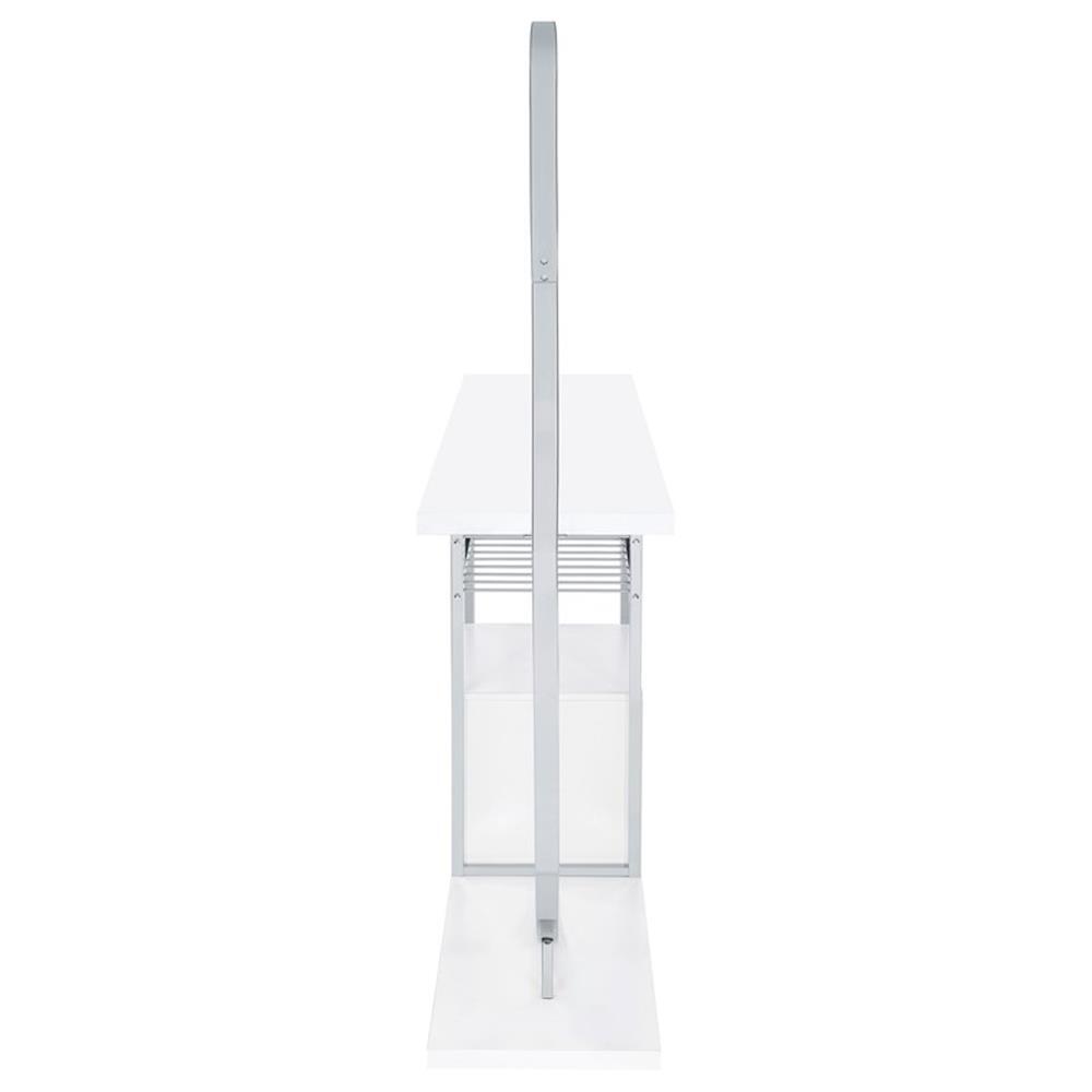Coaster Risley Circular LED Wood Home Bar with Wine Storage White High Gloss