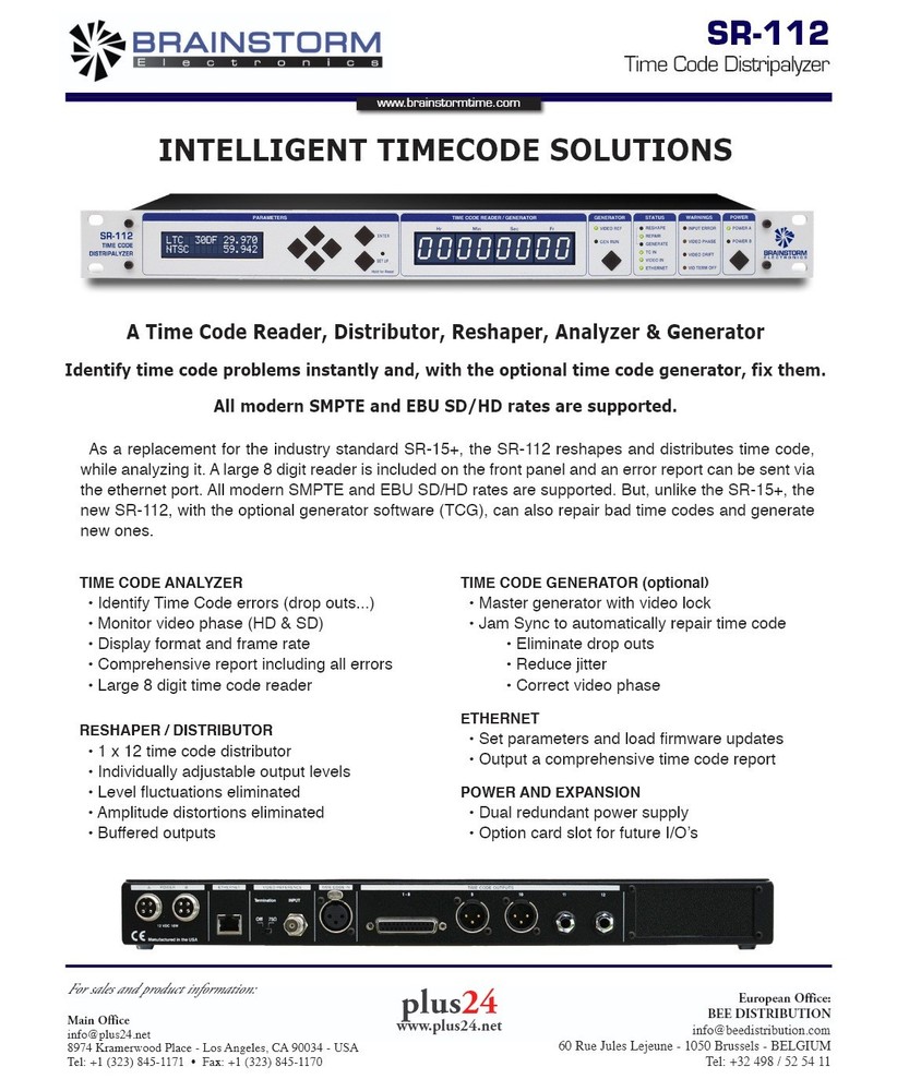 NEW/NOB Brainstorm Electronics SR-112 Time Code Distripalyzer