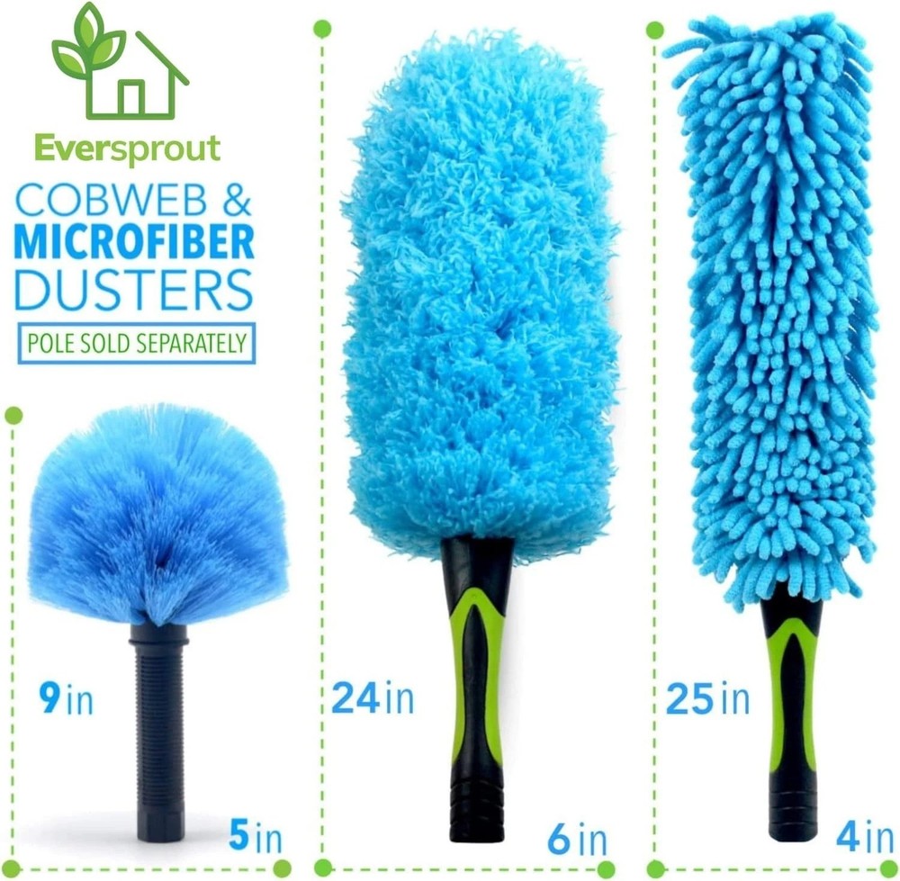 Duster 3-Pack | Hand-Packaged Cobweb Duster, Microfiber Feather Duster, Flexi...
