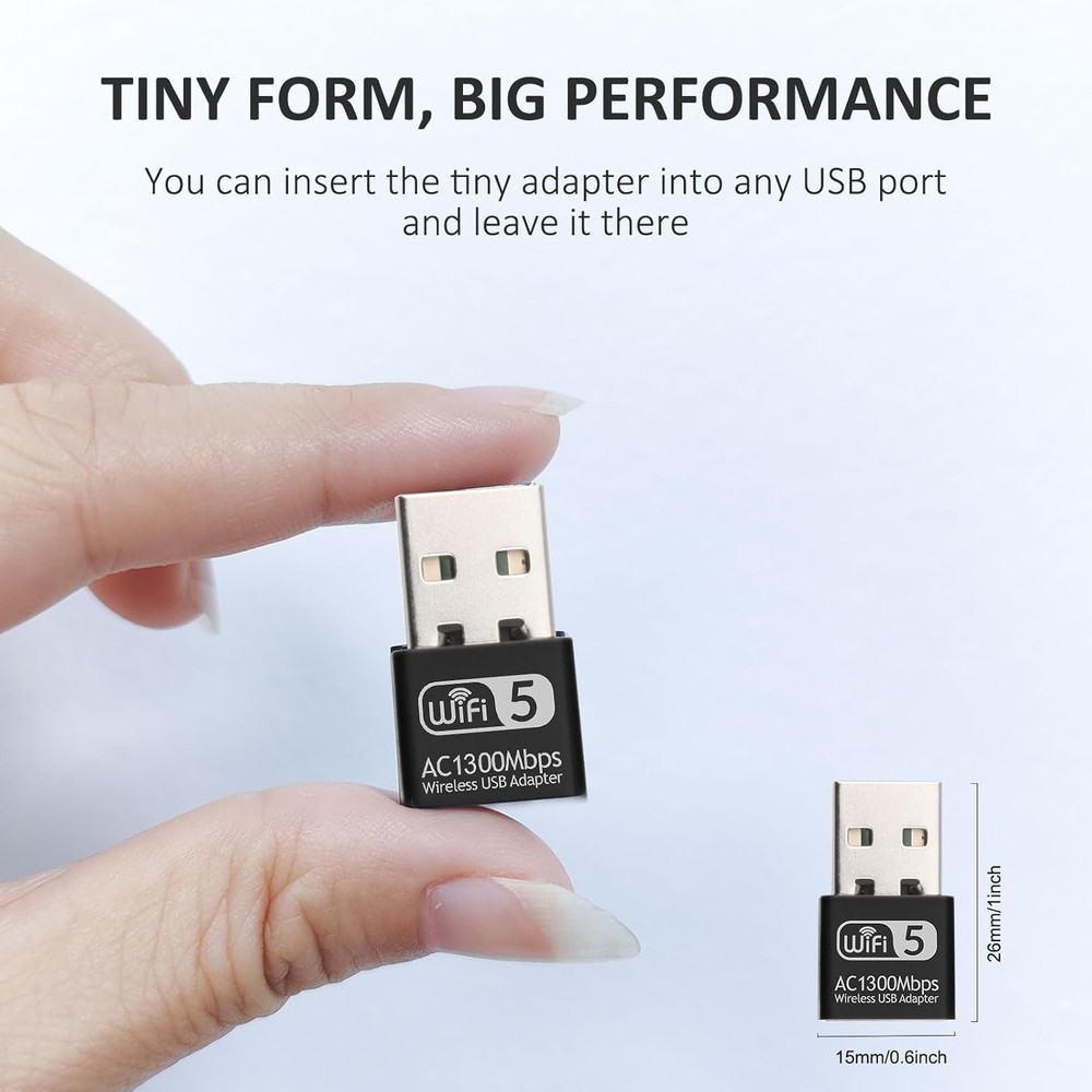 Wodgreat 1300Mbps USB WiFi Adapter for PC-Tiny Size Wireless Network Adapter for