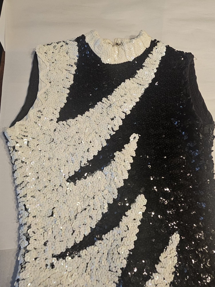 Black And White Sequin Unitard Jazz Dance Small/Medium