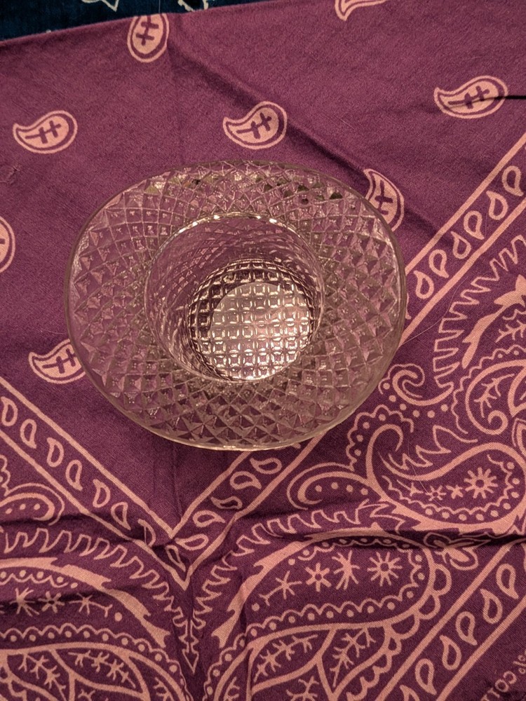 Clear Pressed Glass Decorative Top Hat Diamond Pattern Glossy Finish