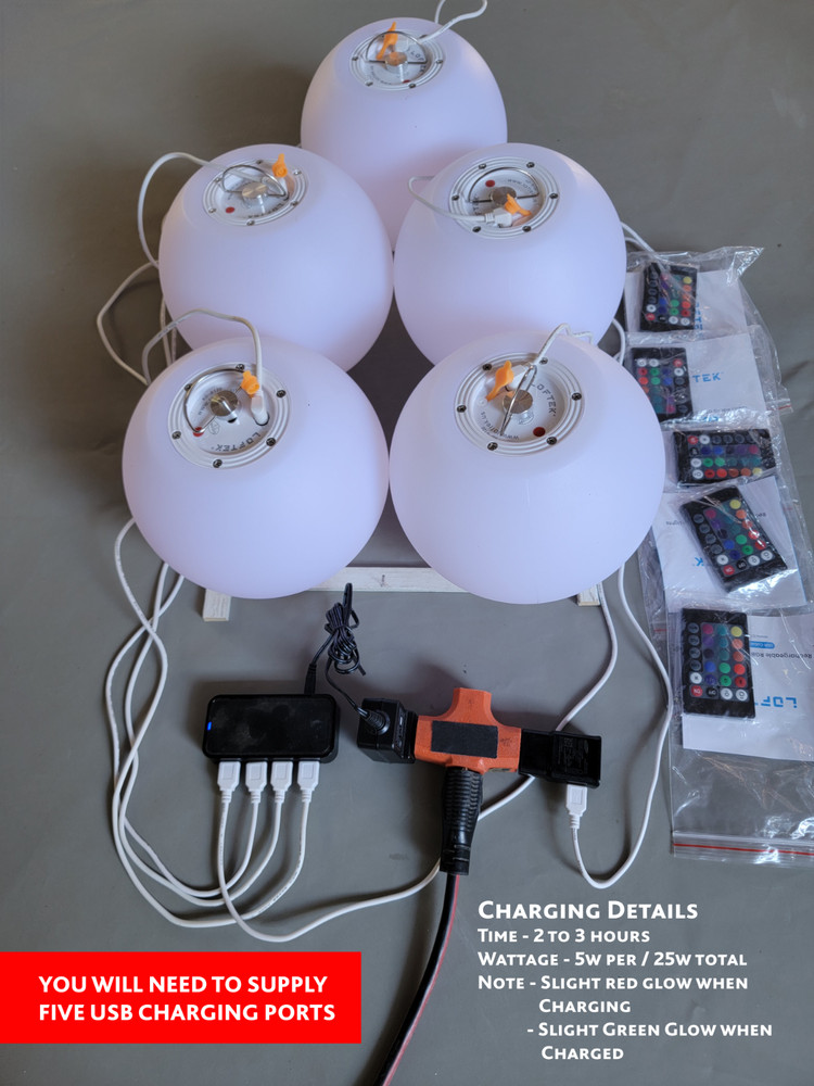 5 - 8" LED Rechargeable, Waterproof, Dimmable Globe Camping Lanterns