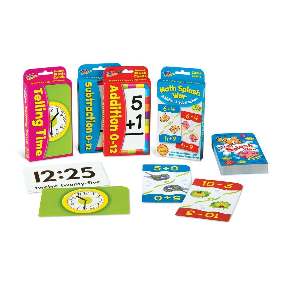 TREND MATH POWER PACK - 4 Card Sets (Addition/Subtraction/Time/Math Splash Wars)