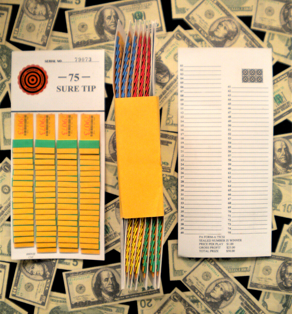 1 Dozen ~ 75 SURE TIP BOARD {01 to 75} BINGO NUMBERS Pull Tab Raffle Jar Tickets