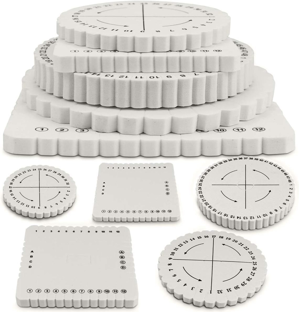 BILLIOTEAM 5 Pieces Braiding Disk round Square Kumihimo Beading Cord Disc Braidi